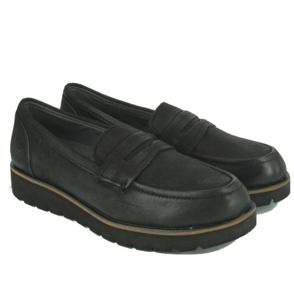 NEW Bussola Women Liverpool Nubuck Leather Penny Loafer Platform Dress Flat